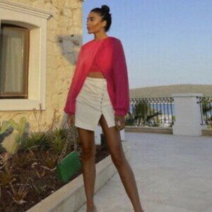 ZARA Pink Satin Balloon Sleeve Top